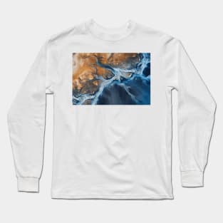 Colorful River in Iceland  - Aerial Landscape Photography Long Sleeve T-Shirt